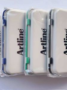 Quick-Dry Medium Size Black Ink Stamp Pad Flag Brand EHJ-2 Artline Square Metal Shell Business Supplies Stationery