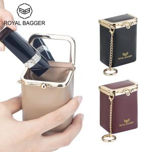 (จัดส่งท้องถิ่น) Royal Bagger เคสเครื่องสำอางโซ่มินิสำหรับผู้หญิงกระเป๋าเงินแท้หนังวัวล็อครอยจูบย้อนยุคกระเป๋าเครื่องสำอางลิปสติกขนาดเล็กพร้อมกระจก3241