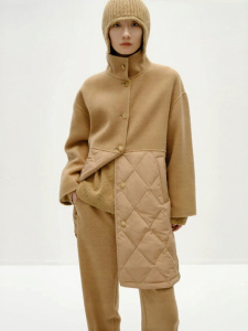 URLAZH | Elegant Wool Insert Long Down Jacket For Women