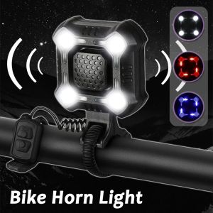 Bicycle Light with horn Bike Bells Light 2 in 1 Bicycle Horn with Lamp LED Headlights USB Rechargeable Lantern lamp Bike Front Light Trum Alarm Bike Bell Lighting Bells Cycling light Riding Warning light Rear Tail light Bicycle Accessories