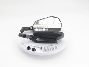 UNIVERSAL MOTORCYCLE CLEAR LENS SIDE MIRROR ALLOY FRAME-1PAIR