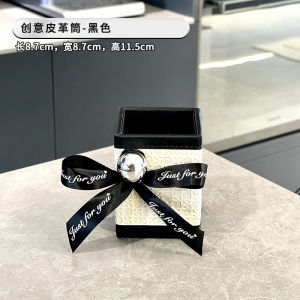 Makeup Brush Storage Bucket Accessible Luxury Woven Leather Desktop Storage Box Hallway Storage Box Remote Control Pen Holder Storage Box