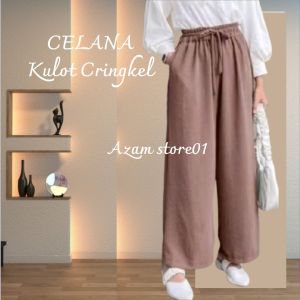 CELANA PANJANG WANITA BAHAN CRINGKEL JUMBO TALI SERUT AKTIF BB 40-90KG HALUS & ADEM TERLARIS