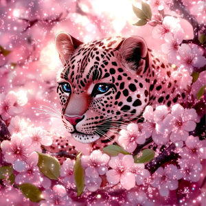 Huacan Full Square Round Diamond Painting Leopard Plum Blossom Diamond Embroidery Animal Flower New Collection Home Decor