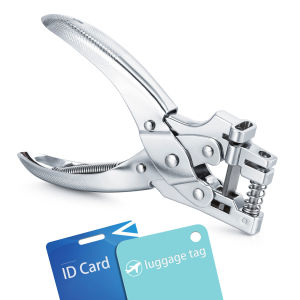 2-in-1 ID Badge Slot Punch for ID Cards/Business Card/Paper Handheld Zinc Alloy Heavy Duty Hole Puncher for Office Supermarket