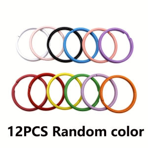 12pcs/lot Color Key Ring Round Flat Line Multicolor Key Chain Keyrings Keychain Key Holder for DIY Jewelry Making Wholesale