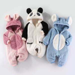 Thickened Fleece Baby Winter Outfit Bear Suit Baby Clothes for Crawling And Walking Boys Girls Romper Suit Warm Casual Style