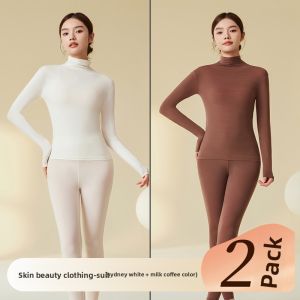 Miiow | Ultra-Thin Half-High Collar Thermodynamic Base Layer Womens Autumn Clothes Skin Beautifying Underwear Set Catman MiiOW