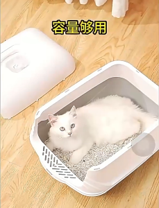 ห้องน้ำแมว กระบะทรายแมวขนาดใหญ่ กระบะทรายแมวพกพา แถมพลั่วตักทรายแมวและถุงดับกลิ่น