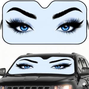Cute Girl Eye Sun Visor Car Windshield Sunshade Front Window  UV Protection Heat Insulation Sun Shade Cover Foldable