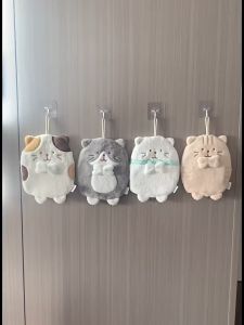 [Little B House] Cute Cat Hanging Kitchen Hand Towel Washcloth Microfiber Absorbent Towels 可爱猫咪擦手巾 Tuala Tangan - KW81