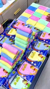 Ready Stock Minyak Tak Lekat Oil Free Bamboo Wood Fiber Absorbent Kitchen Cloth Kitchen Dishwashing 油利除洗碗巾厨房抹布木纤维洗碗布