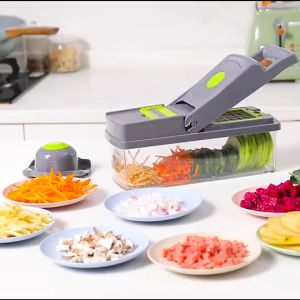 KENTO LITE⚡️พร้อมส่ง⚡ เครื่องหั่นผัก เครื่องสไลด์ผัก เครื่องตัดผัก16in1 ชุดสไลด์ผักผลไม้ Vegetable Chopper & Multifunction Chopping Board สำหรับหั่นผัก ผลไม้ ใบมีดสแตนเลสคม มัลติฟังค์ชั่น