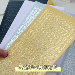 Gold And Silver Foil Stickers 26 Alphabet Letters Numbers Black Chain Card Holder Eyeshadow Box DIY Decoration Background for Girls Scrapbooking Camera Phone Case Cover
