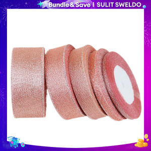 (25 yards/roll) Flesh Pink Metallic Glitter Ribbon Colorful gift package ribbons wholesale 6/10/20/25/40mm