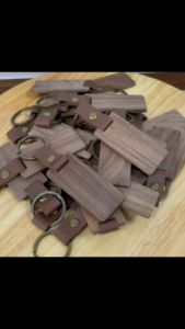 3Pcs Wooden Keychain DIY Engraved Wooden Keychain Round Rectangle Key Ring Craft Gifts