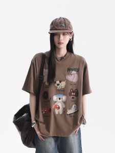 zuocisankon | Youthful Cartoon Animal Print College Style T-Shirt