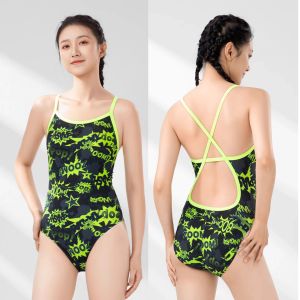 New Womens Racing Swimsuit Highly Elastic and Chlorine Resistant Professional Training Competition Swimwear Female High Cut Leg One Piece Swimsuit