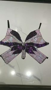 เสื้อเกาะอกปีกผีเสื้อ ปักเลื่อม สายปรับได้ ออกแบบเซ็กซี่ แฟชั่นเวที เต้นรำ การแสดง รุ่น D1841