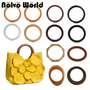 2/4/10pcs 11/14cm High Level Solid Wood Oak Wooden Bag Handle Circle Ring Yarn Bag DIY Handbag Parts wood Handles For Handbags