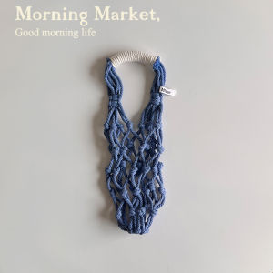 Handwoven Portable Coffee Cup Holder Morning Market Color Block Net Bag Cup Cover Water Bottle Milk Tea Carrier for Everyone