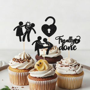 YOMDID 24Pcs Divorce Cupcake Toppers Glitter Divorce Cake Picks for New Beginning Party Favors Revenge Party Decoration Supplies