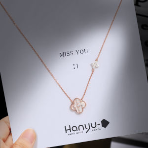 Four Leaf Clover Necklace 2025 New Style Womens 925 Pure Silver Clavicle Chain Valentines Day Gift for Girlfriend Pendant Necklace