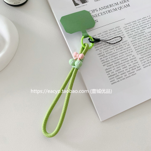 Fashionable Nylon Green Matcha Phone Wrist Strap Short Handheld Clip-On Rope Durable Womens Mobile Phone Accessories