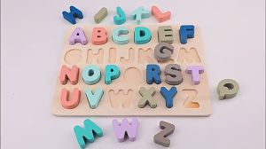 Kids Wooden Puzzle Alphabet Number Shape Matching 3D Puzzle Board Early Learning Wooden Montessori Toys For Children Gifts