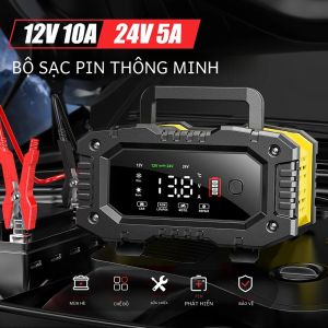 Sạc Ắc Quy Ô Tô Di Động FOXSUR 12V 24V Cho Ắc Quy Lifepo4 AGM Axit Chì Với Chức Năng Tự Động Sửa Chữa Xung Cho Xe Máy Xe Tải