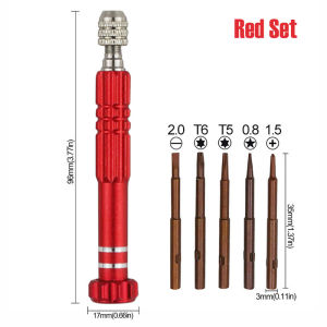5 In 1 Precision Screwdriver Set Aluminum Alloy Handle Repair Tool Kit for Phone Watch Eyeglass Electronics Repair Hand Tools