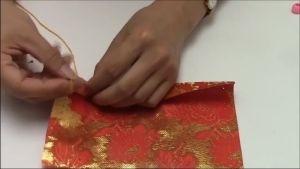 Gantungan Tassel Kantong Keberuntungan Feng Shui Gantungan Mobil Emas Huruf Bahagia Gantungan Imlek