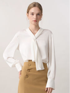 French Style V-Neck Shirt Womens Commute Set Design Sensual Half Skirt Loose Fit Long Sleeve Simple Commute Fashion