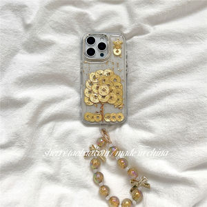 Sherry New Year Wealth Attraction Money Tree Drip Glue Gold Leaf Phone Case Suitable for  17ProMax 16Pro Minimalist Ins Style