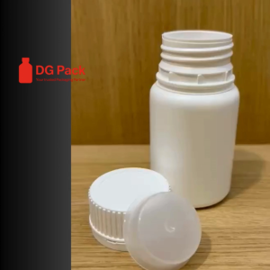 DG Pack 100ml White Plastic Medicine Bottles with Lock Cap and Insert - Secure Storage for Medicines and First Aid