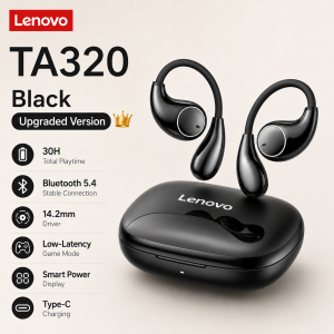 Lenovo | New Lenovo TA320 Bluetooth5.4 Wireless Earphones Long Battery Life HiFI Stereo Headphone Noise Cancelling Sport Headset With Mic