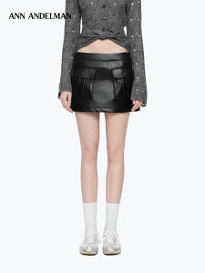 ANN ANDELMAN | Pocket Work Leather Miniskirt Black
