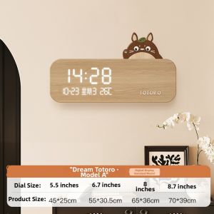 ZEDUO | Rustic Style Totoro Digital Wall Clock