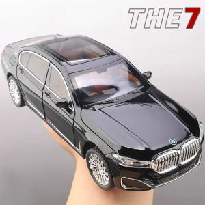 1:24 THE 7 760Li Model I5 M60 Alloy Diecast Car Toys 6 Doors Opened Sound Light Pull Back Miniature Vehices Boys Birthday Gifts