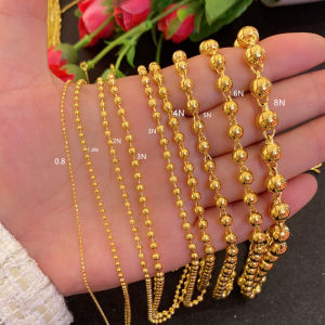 ทรายทองแฟชั่นเรียบง่ายสวยหวานมันวาวลูกปัดแสงตัดลูกปัดสร้อยคอกระดูกไหปลาร้าเพิ่มความยาวคู่รักโซ่ธรรมดาสีไม่ตก