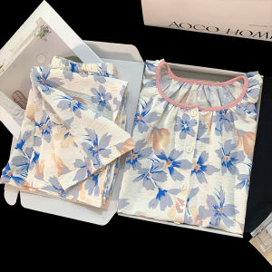 Long Sleeve Cloud Cotton Womens Sleepwear Spring Autumn Cartoon Print Home Clothes Sweet Style Home Fashion Ladies Nightgown