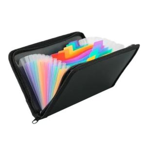 A6 Colorful Expanding File Folder Bag Wallet 13 Compartment File Pouch Bill Pouch Document Zipper Organizer Office Supplies