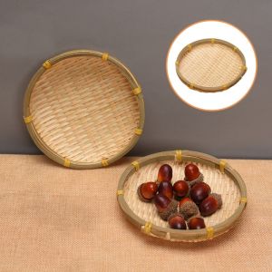 Dệt thủ công tròn giỏ xách bằng tre Trái Cây Rau rổ ráo nước Snack Biscuit khô tấm (13/20cm) ﻿