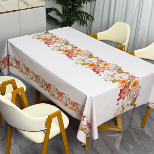 European Style Long Table Cloth Cover With Striped Grid Peony Pattern Tablecloth Waterproof Scratch Resistant Table Cover