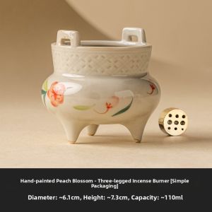 SHUANGYU | Hand-Painted Peach Ceramic Incense Holder