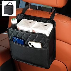 Multi-functional Car Storage Organizer Car Seat Storage Bag Leather Storage Bag Garbage Bag Storage Bag Portable Trash Can For