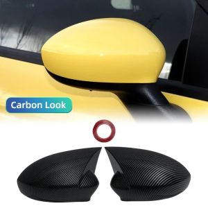 Fit For Fiat 500 2007 2008 2009 2010 2011-2021 Glossy Black/Carban Look Car Rearview Mirror Cover Cap