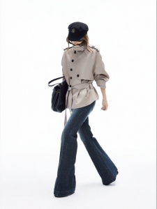 iamxiaa | Áo Khoác Trench Coat Ngắn Dạng H-line Điều Chỉnh Được Cao Cổ Cotton