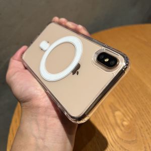 Attractive Acrylic Magnetic Wireless Charging Phone Case for iPhone X/XS Transparent Protective Cover Simple Design Suitable for Men And Women