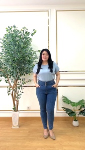 Celana Highwaist Wanita Jeans Skinny Stretch Dark Blue Kancing 3 Jumbo Premium Lavina Bellzshop
